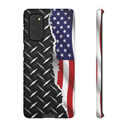 American Flag & Diamond Plate Phone Case - Durable Protection for Patriotic Spirit - Tough Cases