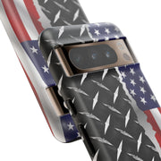 American Flag & Diamond Plate Phone Case - Durable Protection for Patriotic Spirit - Tough Cases