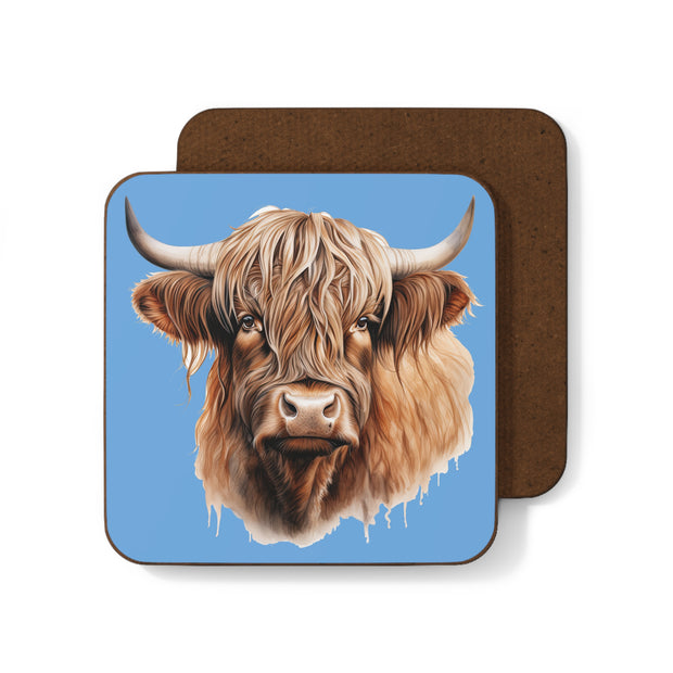 Highland Bull Hardboard Back Coaster