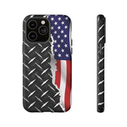 American Flag & Diamond Plate Phone Case - Durable Protection for Patriotic Spirit - Tough Cases