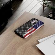 American Flag & Diamond Plate Phone Case - Durable Protection for Patriotic Spirit - Tough Cases