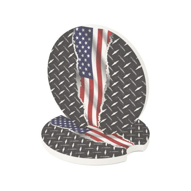 American Flag  Soapstone Car Coaster