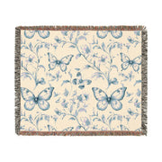 Floral Butterfly Chinoiserie Woven Blanket - Cozy Home Decor for All Occasions