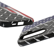 American Flag & Diamond Plate Phone Case - Durable Protection for Patriotic Spirit - Tough Cases