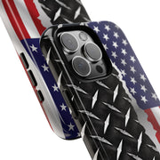 American Flag & Diamond Plate Phone Case - Durable Protection for Patriotic Spirit - Tough Cases