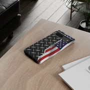 American Flag & Diamond Plate Phone Case - Durable Protection for Patriotic Spirit - Tough Cases