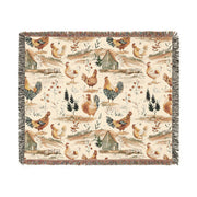 Cozy Farmhouse Woven Blanket - Rustic Chicken Design for Country Living