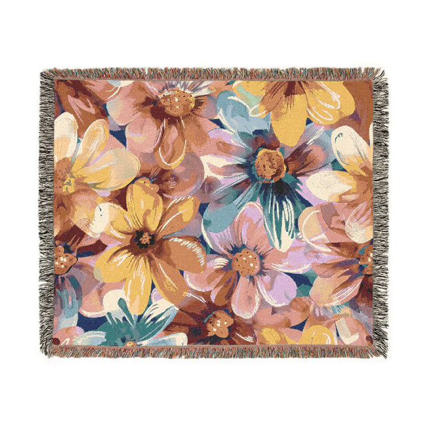 Tropical Floral Woven Blanket - Cozy Home Decor for All Seasons
