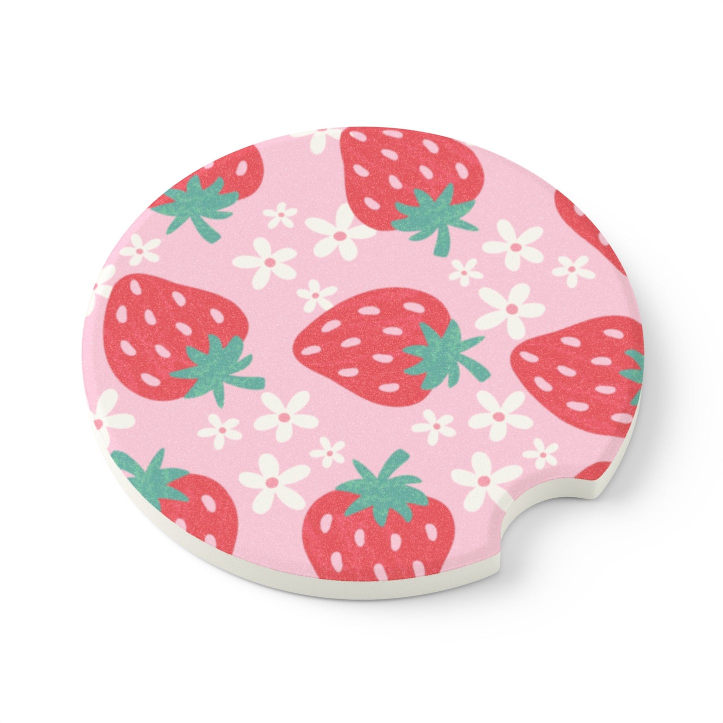 Strawberries & While flowers Soapstone Car Coaster