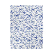 Butterfly Floral Velveteen Plush Blanket - Cozy Light Blue Throw for Home Decor, Gift for Any Occasion