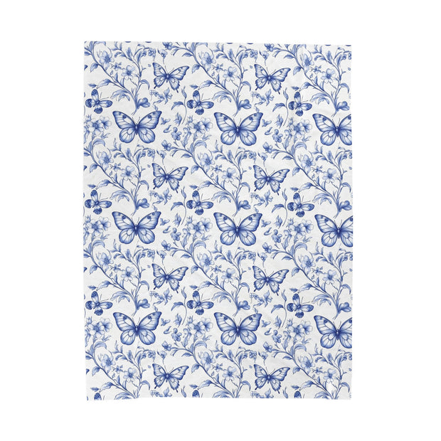 Butterfly Floral Velveteen Plush Blanket - Cozy Light Blue Throw for Home Decor, Gift for Any Occasion