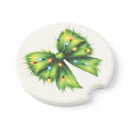 Holiday Grinch Bow Soapstone Car Coaster - Festive Design for Christmas Decor