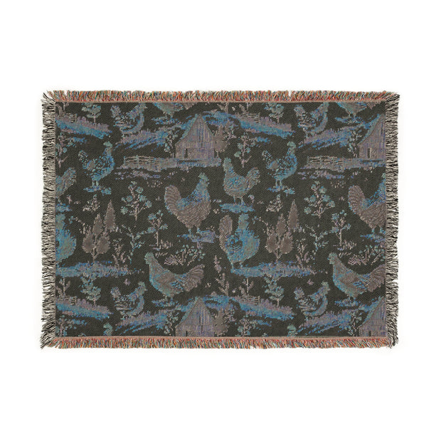 Cozy Farmhouse Woven Blanket - Rustic Chicken Design for Country Living
