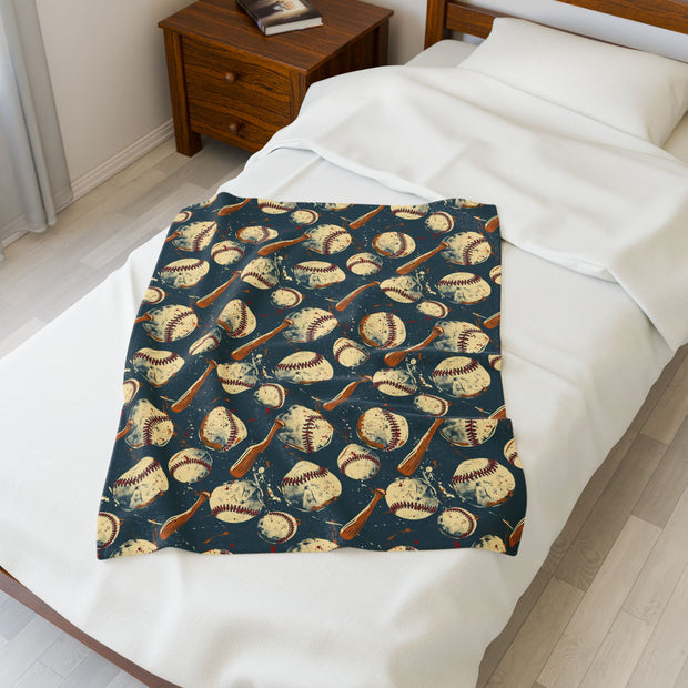 Baseball Theme Velveteen Plush Blanket - Cozy Sports Throw for Fans