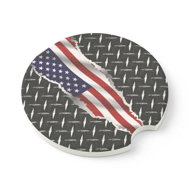American Flag  Soapstone Car Coaster