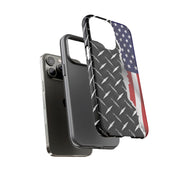 American Flag & Diamond Plate Phone Case - Durable Protection for Patriotic Spirit - Tough Cases