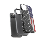 American Flag & Diamond Plate Phone Case - Durable Protection for Patriotic Spirit - Tough Cases