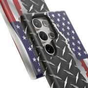 American Flag & Diamond Plate Phone Case - Durable Protection for Patriotic Spirit - Tough Cases