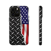 American Flag & Diamond Plate Phone Case - Durable Protection for Patriotic Spirit - Tough Cases