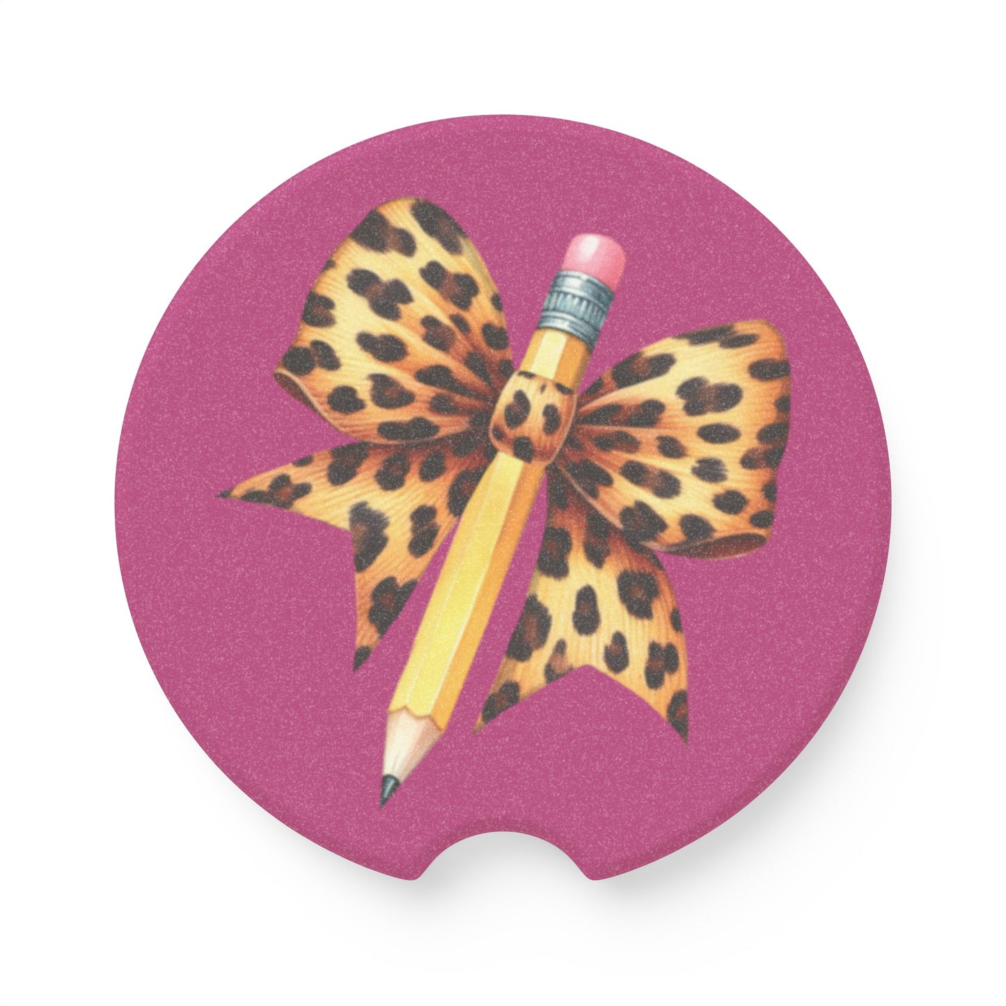 Leopard Bow Teacher Soapstone Car Coaster