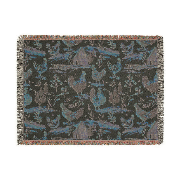 Cozy Farmhouse Woven Blanket - Rustic Chicken Design for Country Living