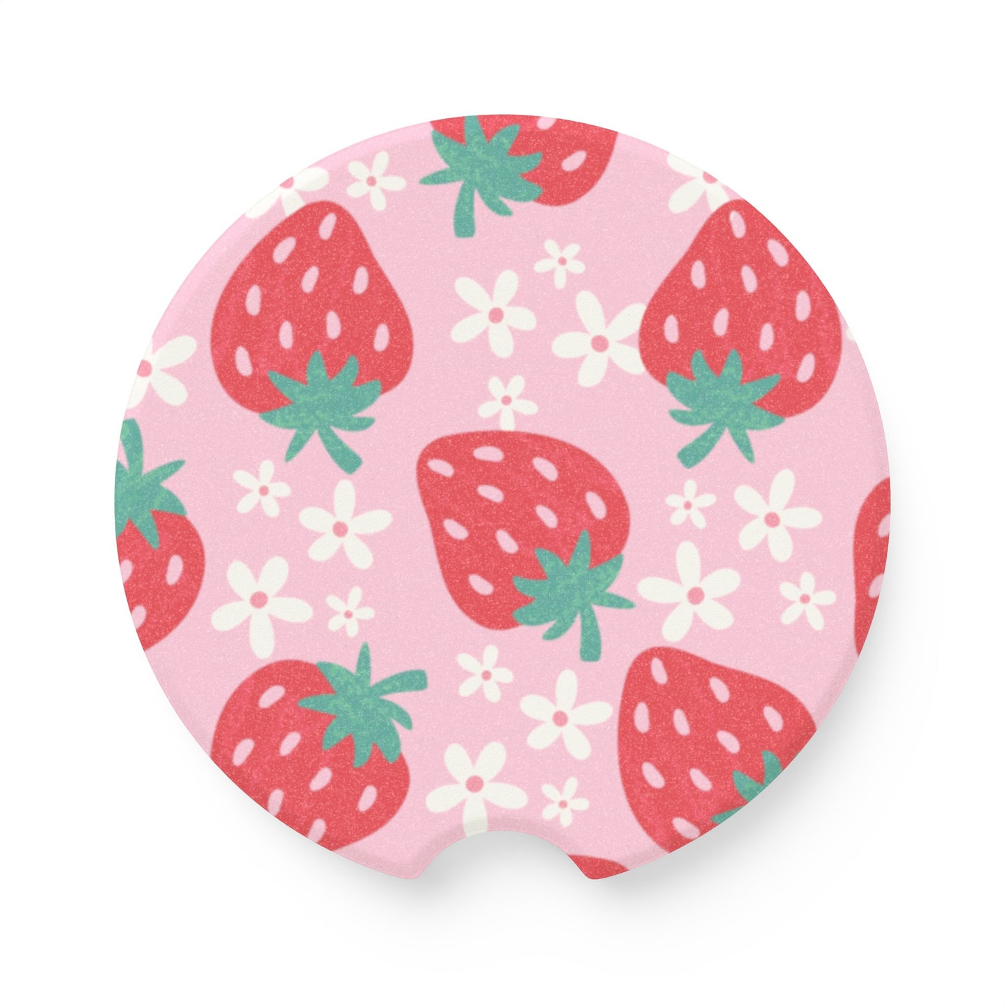 Strawberries & While flowers Soapstone Car Coaster