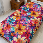 Vibrant Floral Velveteen Plush Blanket - Cozy Home Decor