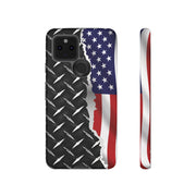 American Flag & Diamond Plate Phone Case - Durable Protection for Patriotic Spirit - Tough Cases