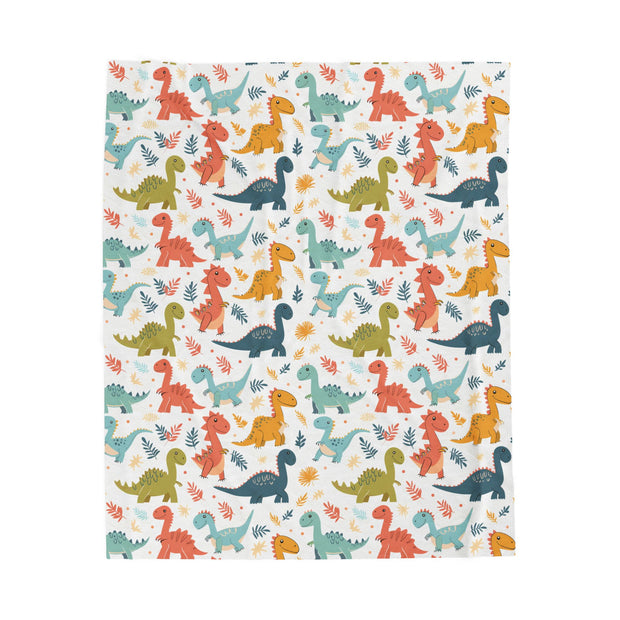 Dinosaur Pattern Velveteen Plush Blanket - Cozy and Fun for Kids