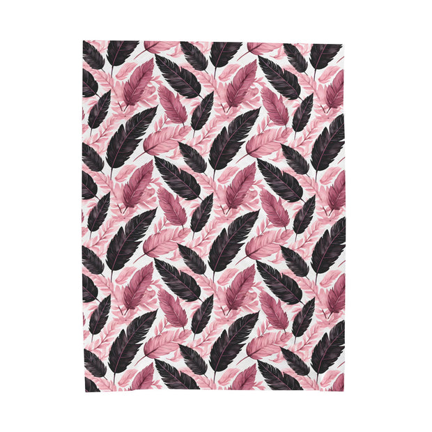 Cozy Velveteen Plush Blanket with Pink Leaf Pattern – Perfect for Home Decor & Gifts