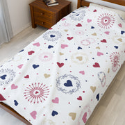 Cozy Heart Pattern Velveteen Plush Blanket - Ideal for Home Decor, Gifting, and Romantic Occasions