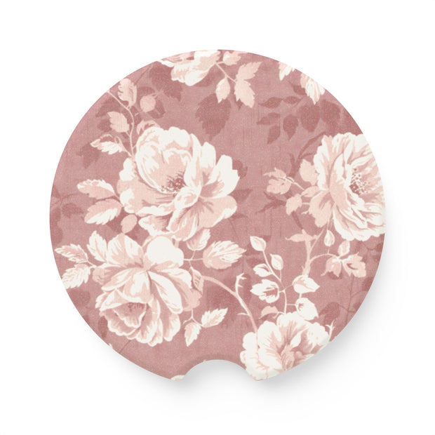 Shabby Chic Flowers Soapstone Car Coaster