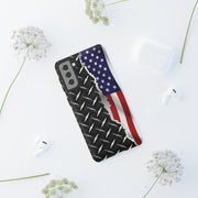 American Flag & Diamond Plate Phone Case - Durable Protection for Patriotic Spirit - Tough Cases