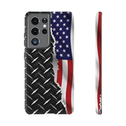American Flag & Diamond Plate Phone Case - Durable Protection for Patriotic Spirit - Tough Cases
