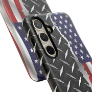 American Flag & Diamond Plate Phone Case - Durable Protection for Patriotic Spirit - Tough Cases