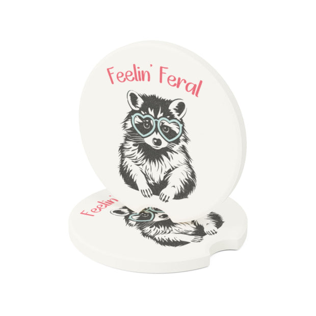 Feelin’ Feral Racoon Soapstone Car Coaster