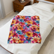 Vibrant Floral Velveteen Plush Blanket - Cozy Home Decor