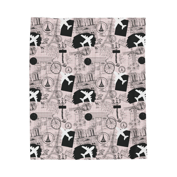 Travel-Inspired Velveteen Plush Blanket - Cozy Décor for Adventurers