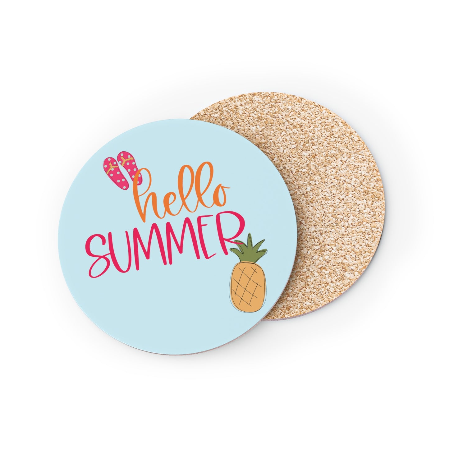 Hello Summer w/ Flip Flops & Pineapple Round Coasters