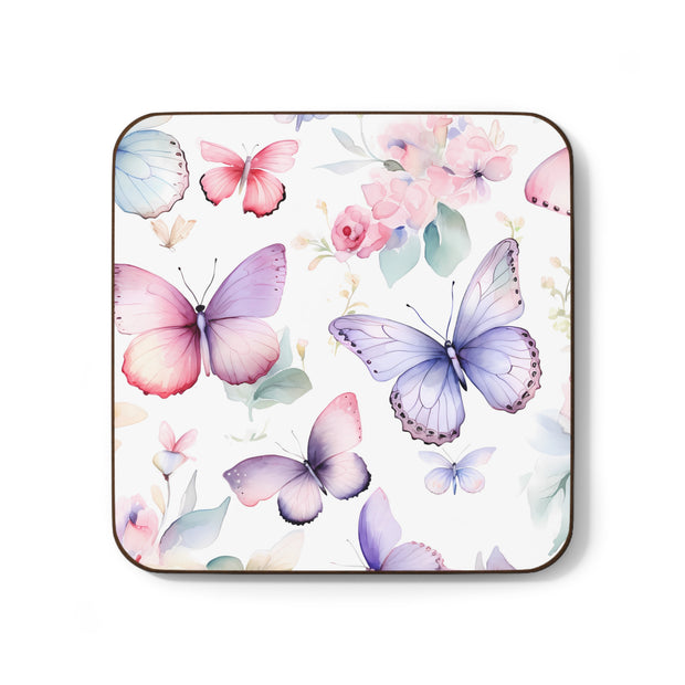 Pastel Butterflies - Hardboard Back Coaster