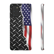 American Flag & Diamond Plate Phone Case - Durable Protection for Patriotic Spirit - Tough Cases
