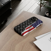 American Flag & Diamond Plate Phone Case - Durable Protection for Patriotic Spirit - Tough Cases