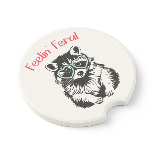 Feelin’ Feral Racoon Soapstone Car Coaster