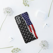 American Flag & Diamond Plate Phone Case - Durable Protection for Patriotic Spirit - Tough Cases