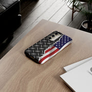 American Flag & Diamond Plate Phone Case - Durable Protection for Patriotic Spirit - Tough Cases