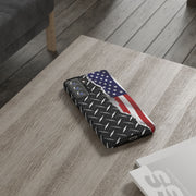 American Flag & Diamond Plate Phone Case - Durable Protection for Patriotic Spirit - Tough Cases