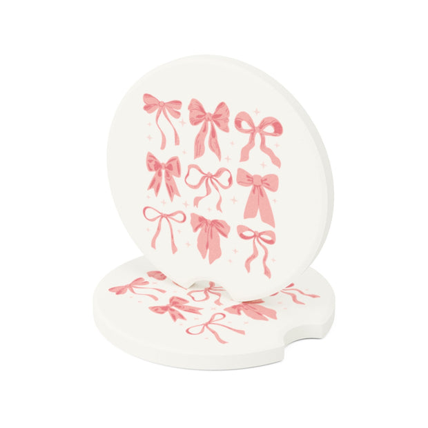 Pink Bows Coquette Soapstone Car Coaster