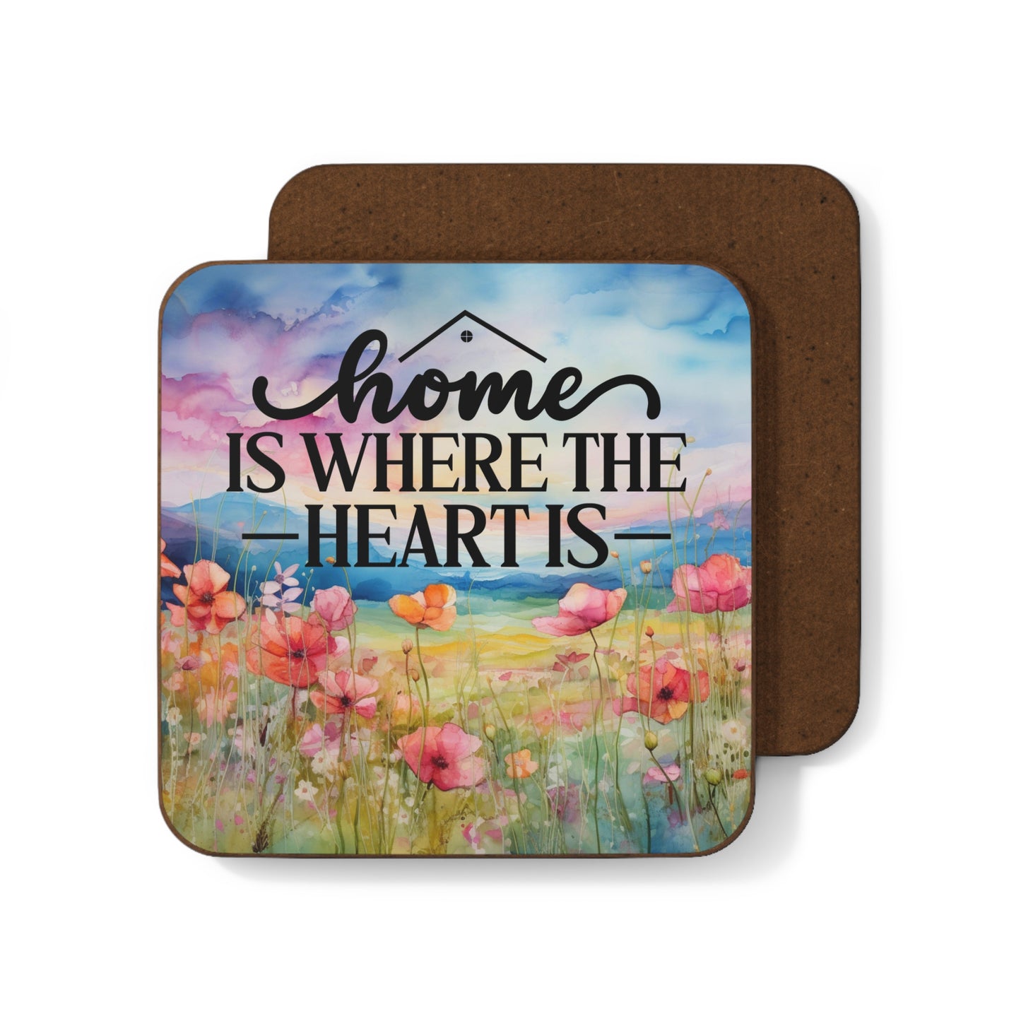 Home is Where the Heart is Hardboard Back Coaster