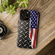American Flag & Diamond Plate Phone Case - Durable Protection for Patriotic Spirit - Tough Cases