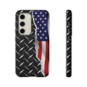 American Flag & Diamond Plate Phone Case - Durable Protection for Patriotic Spirit - Tough Cases